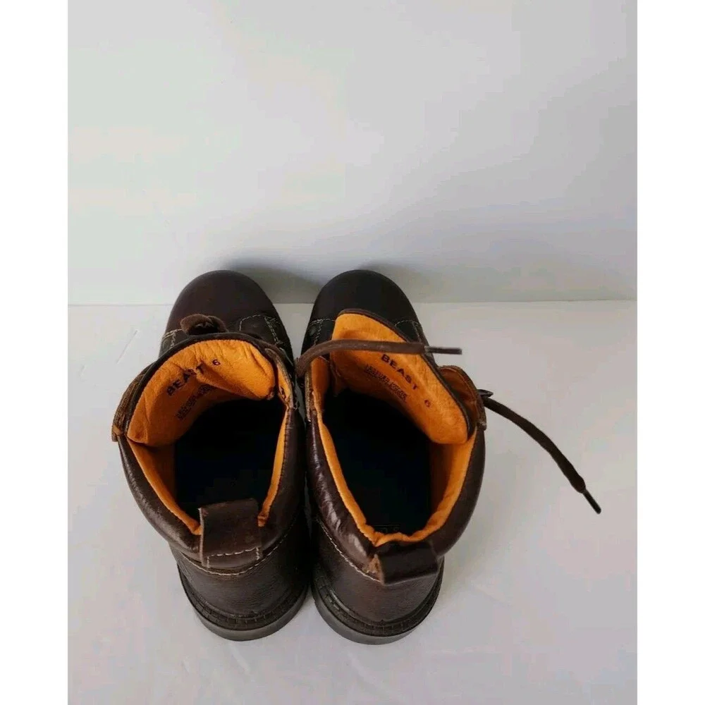 Rare London Underground Platform Leather Brown Lace Up Boots Wm 6 Men 4